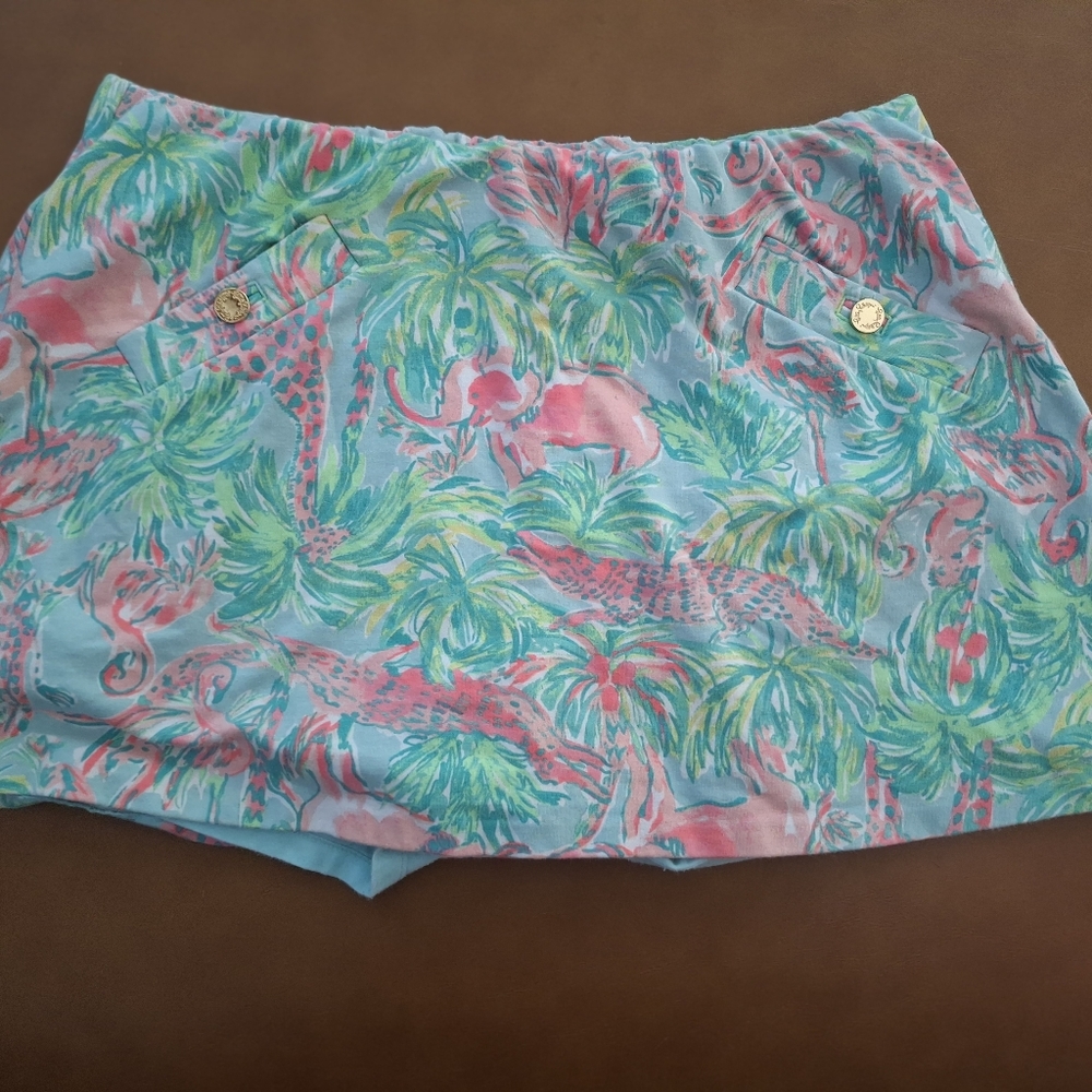 Lilly Pulitzer Skort - Tropical Print Elephants Alligators Giraffes